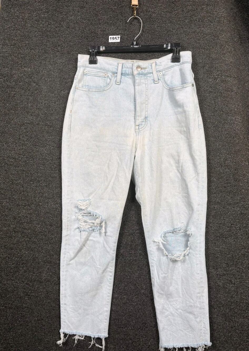 Madewell The Momjean Jeans Womens Size 28P Harman Wash Raw-Hem Edition High Rise